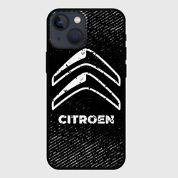 Чехол для iPhone 13 mini Citroen с потертостями на темном фоне