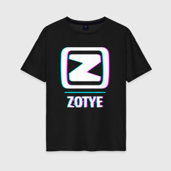 Женская футболка хлопок Oversize Значок Zotye в стиле glitch
