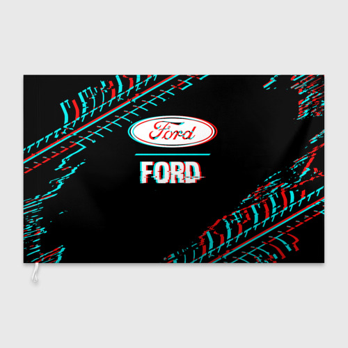 Флаг 3D Значок Ford в стиле glitch на темном фоне - фото 3