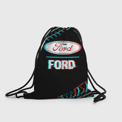 Рюкзак-мешок 3D Значок Ford в стиле glitch на темном фоне
