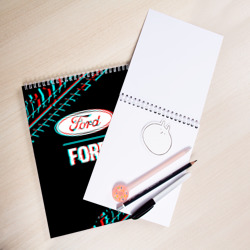 Скетчбук Значок Ford в стиле glitch на темном фоне - фото 2