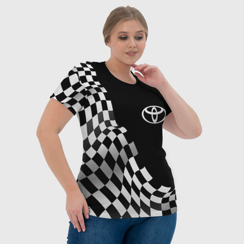 Женская футболка 3D Toyota racing flag, цвет 3D печать - фото 6