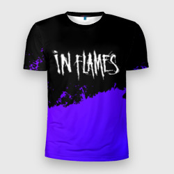 Мужская футболка 3D Slim In Flames purple grunge