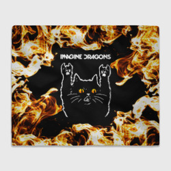 Плед 3D Imagine Dragons рок кот и огонь