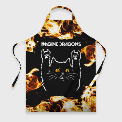 Фартук 3D Imagine Dragons рок кот и огонь