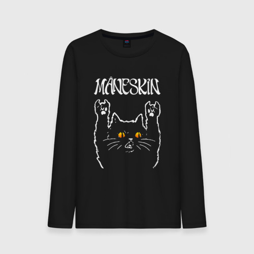 Мужской лонгслив хлопок Maneskin rock cat, цвет черный