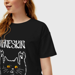 Женская футболка хлопок Oversize Maneskin rock cat - фото 2