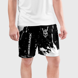 Мужские шорты спортивные Nickelback и рок символ на темном фоне - фото 2