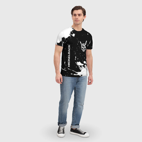 Мужская футболка 3D Nickelback и рок символ на темном фоне, цвет 3D печать - фото 5