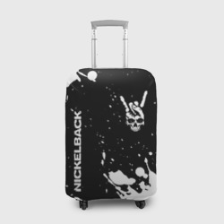 Чехол для чемодана 3D Nickelback и рок символ на темном фоне