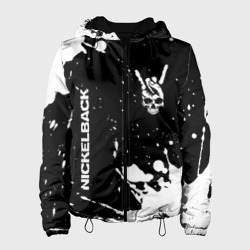 Женская куртка 3D Nickelback и рок символ на темном фоне