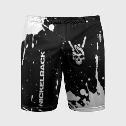 Мужские шорты спортивные Nickelback и рок символ на темном фоне