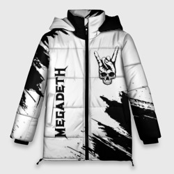 Женская зимняя куртка Oversize Megadeth и рок символ на светлом фоне