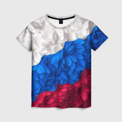 Женская футболка 3D Флаг России из цветов