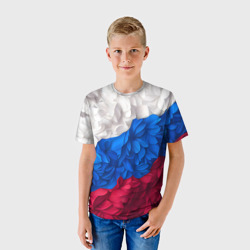 Детская футболка 3D Флаг России из цветов - фото 2