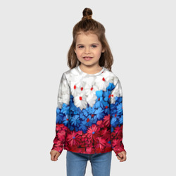 Детский лонгслив 3D Флаг РФ из цветов - фото 2