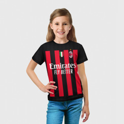Футболка с принтом Милан форма 22-23 домашняя для ребенка, вид на модели спереди №3. Цвет основы: белый