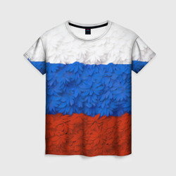 Женская футболка 3D Флаг Российской Федерации из цветов