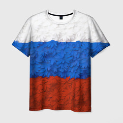 Мужская футболка 3D Флаг Российской Федерации из цветов