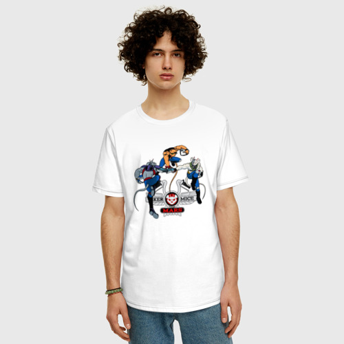 Мужская футболка хлопок Oversize с принтом Мыши-байкеры с Марса, фото на моделе #1