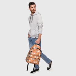 Рюкзак с принтом Зайцы с морковью паттерн для любого человека, вид спереди №5. Цвет основы: белый