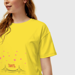 Женская футболка хлопок Oversize Тверь. Старый мост с сердечками - фото 2