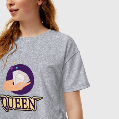 Женская футболка хлопок Oversize Царица - текст, цвет меланж - фото 3