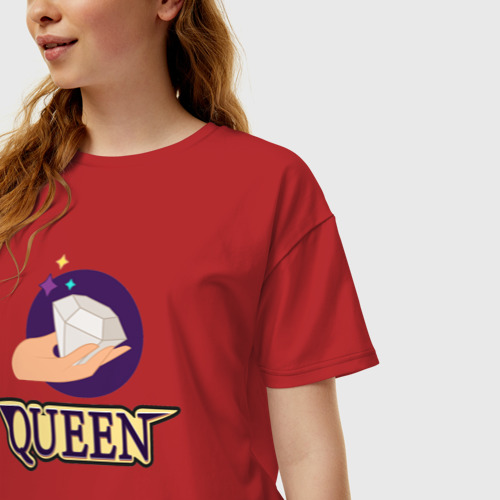 Женская футболка хлопок Oversize с принтом Царица - текст, фото на моделе #1