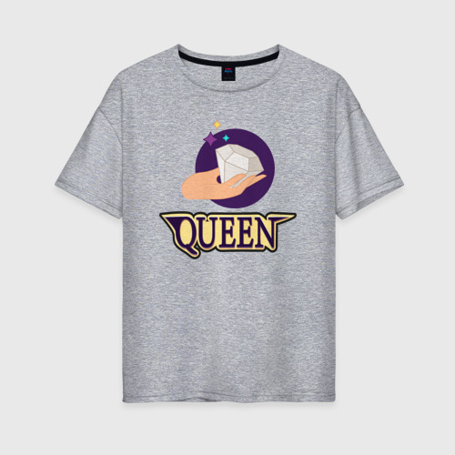 Женская футболка хлопок Oversize Царица - текст, цвет меланж