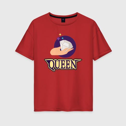 Женская футболка хлопок Oversize с принтом Царица - текст, вид спереди #2