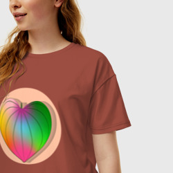 Женская футболка хлопок Oversize Лист сердечко - фото 2