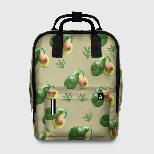 Женский рюкзак 3D с принтом Авокадо и веточка, вид спереди #2