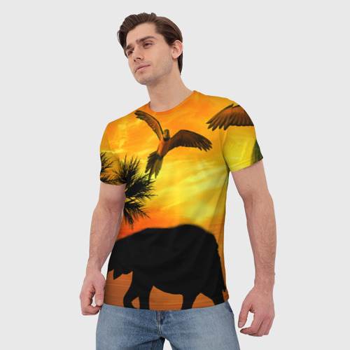Мужская футболка 3D Африканский пейзаж, цвет 3D печать - фото 3