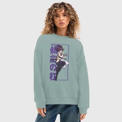 Женский свитшот oversize без начеса хлопок Yuzuriha kitsune - фото 2