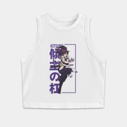 Женская укороченная майка-топ хлопок Yuzuriha kitsune