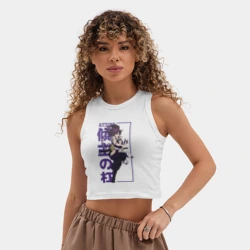 Женская укороченная майка-топ хлопок Yuzuriha kitsune - фото 2
