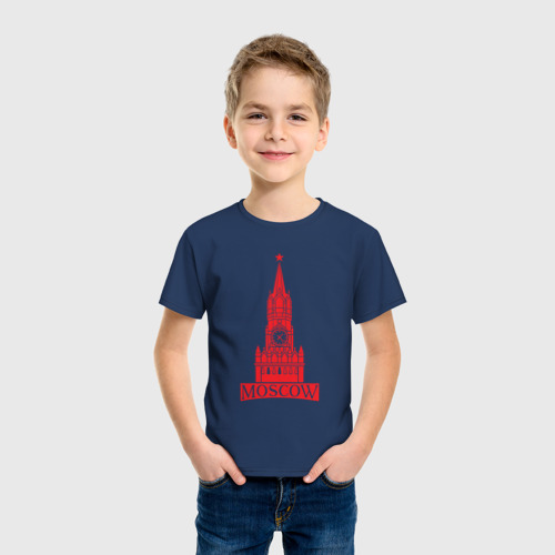 Детская футболка хлопок Kremlin Moscow, цвет темно-синий - фото 3