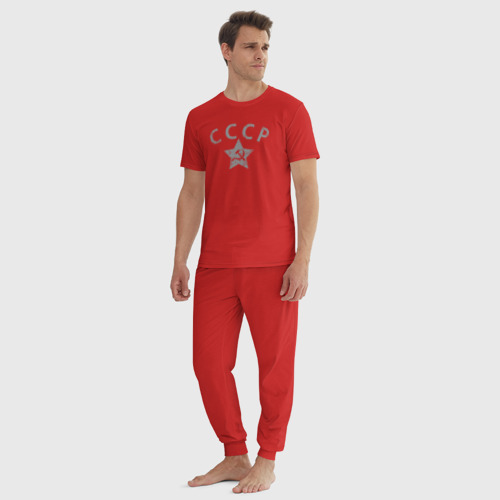 Мужская пижама хлопок СССР grey, цвет красный - фото 5