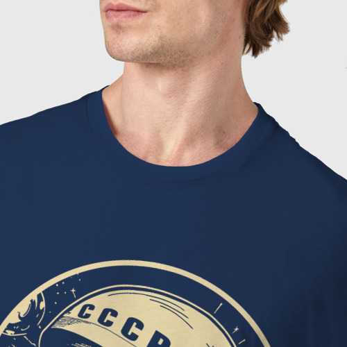 Мужская футболка хлопок Лайка в космосе, цвет темно-синий - фото 6