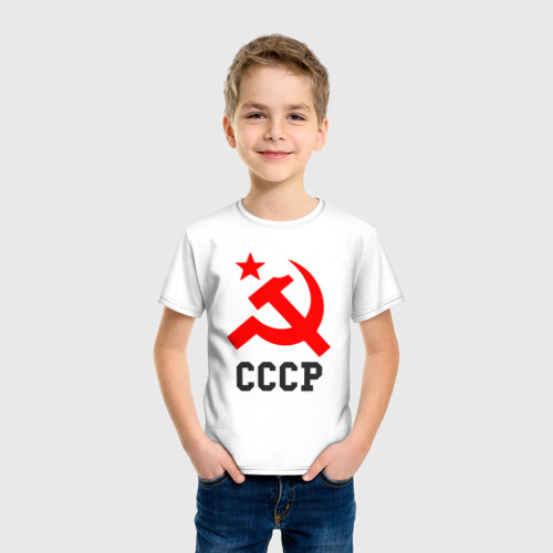 Детская футболка хлопок с принтом СССР стиль, фото на моделе #1
