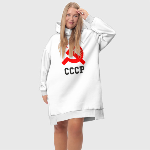 Платье-худи хлопок СССР стиль, цвет белый - фото 6