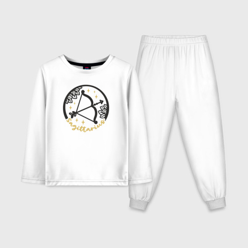 Детская пижама с лонгсливом хлопок Знаки зодиака стрелец, цвет белый