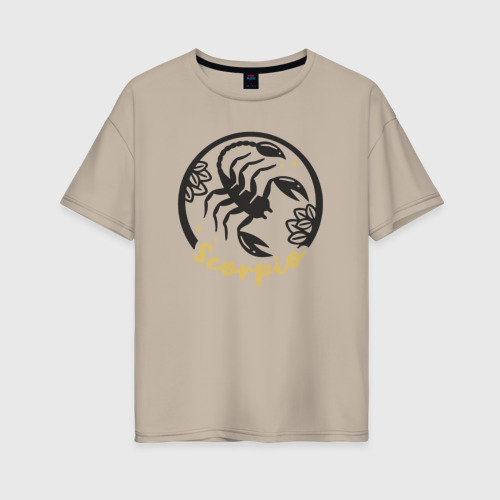 Женская футболка хлопок Oversize с принтом Скорпион знаки зодиака, вид спереди #2