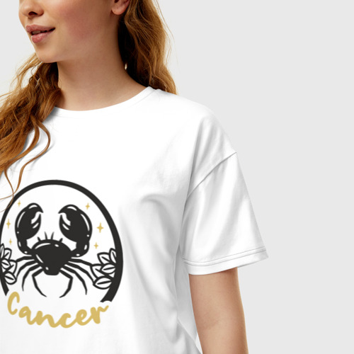 Женская футболка хлопок Oversize Cancer рак, цвет белый - фото 3