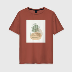 Женская футболка хлопок Oversize Модный кактус