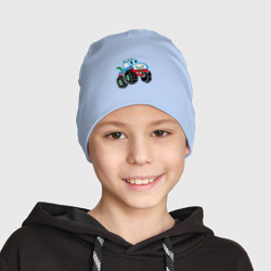 Детская шапка демисезонная Синий машинка - фото 2