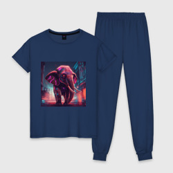 Женская пижама хлопок Кибер-слон в свете неона
