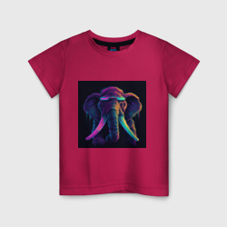 Детская футболка хлопок Кибер-слон в неоновом свете