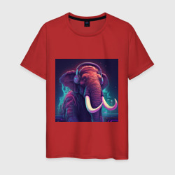 Мужская футболка хлопок Слон в наушниках