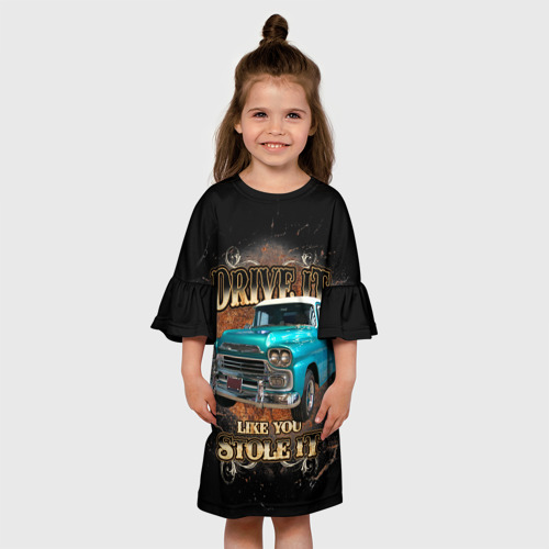 Детское платье 3D с принтом Пикап Chevrolet Apache 3100 1959 года, вид сбоку #3